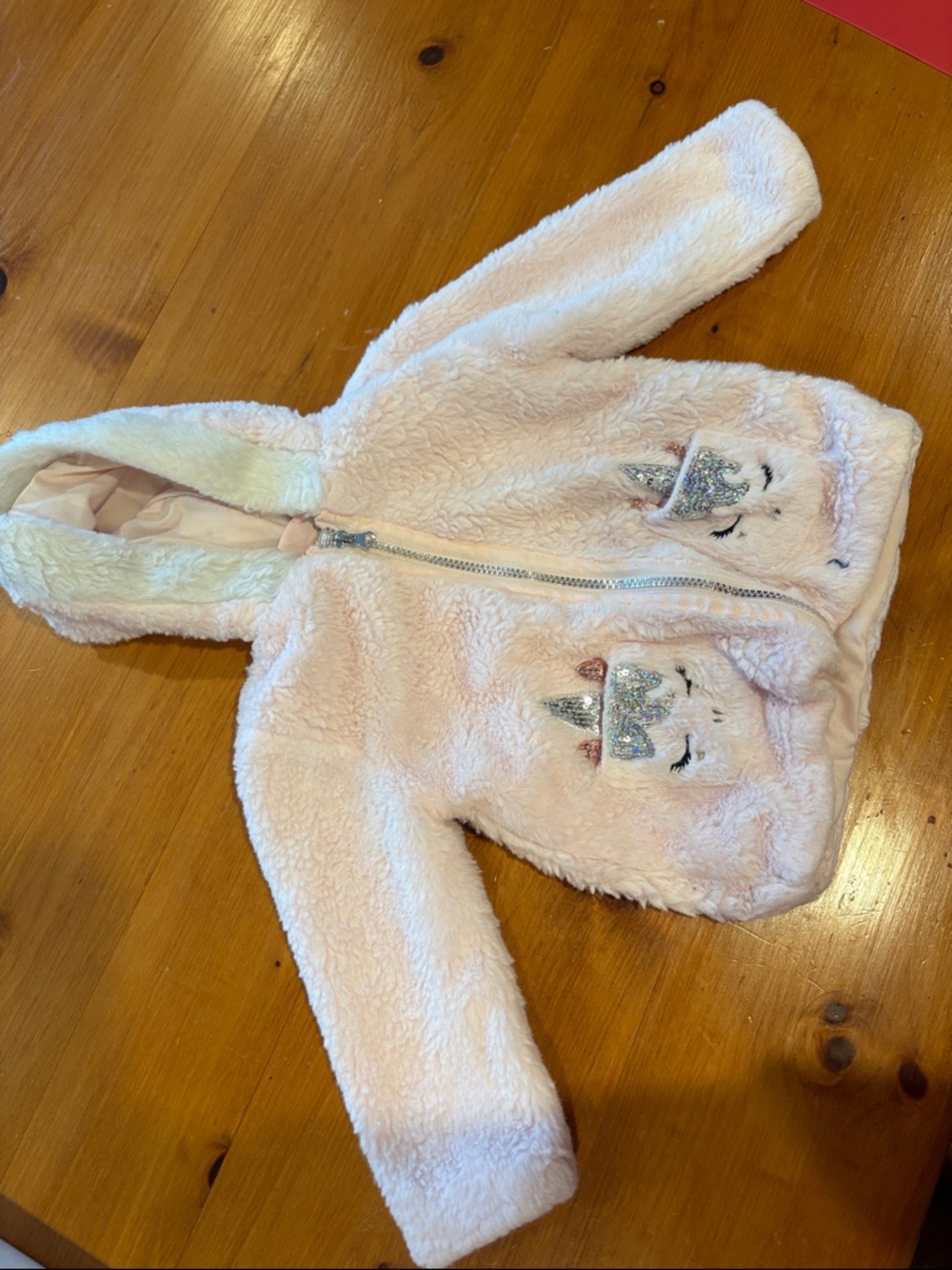 Little Lass Soft Pink Plush Unicorn Jacket size 24 months